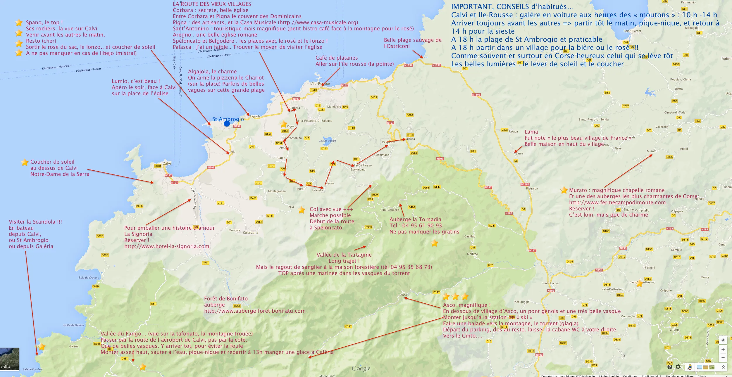 Ancienne carte dessinée de la Balagne